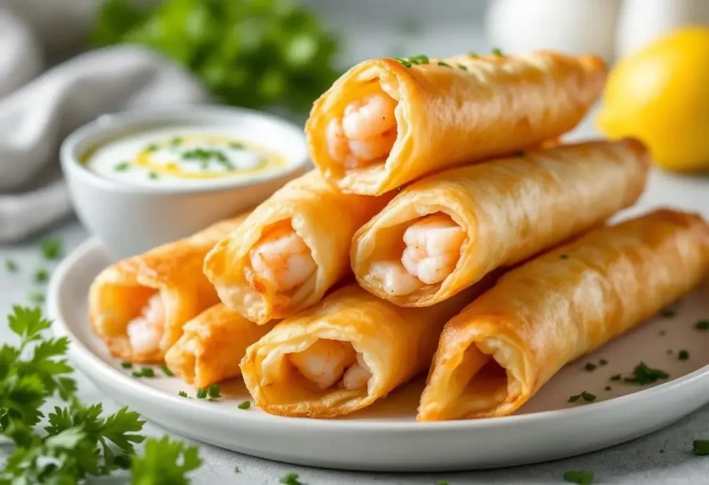 Cigares aux crevettes et à l’ail : ultra croustillants dehors, fondants dedans… impossible de s’arrêter